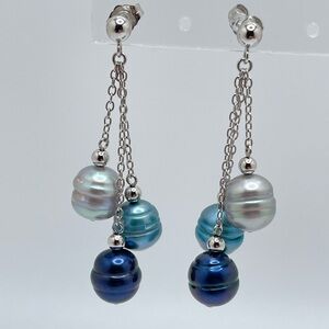 Genuine Pearl & Sterling Earrings !
